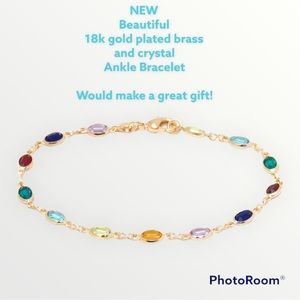 NEW Barzel Crystal/18k Gold Plated Ankle Bracelet